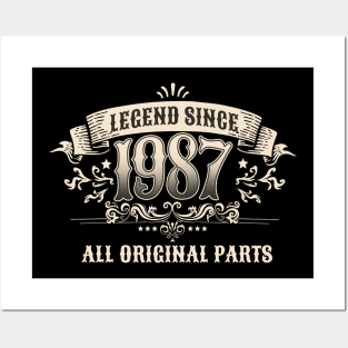 Retro Vintage Birthday Legend since 1987 All Original Parts Posters and Art